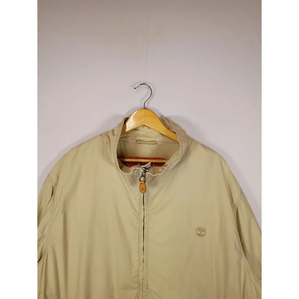 Gorpcore Timberland Mens XXL Beige Cotton Blend Full Zip Windbreaker Jacket